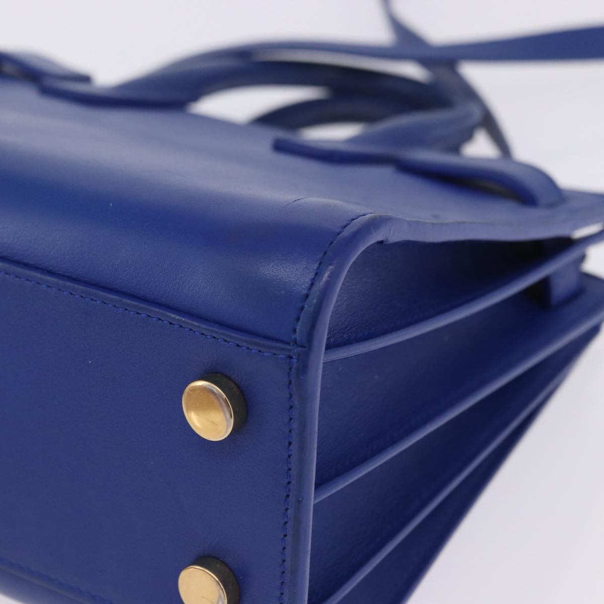 SAINT LAURENT Sac De Joule Nano Hand Bag Leather 2way Blue Gold Auth LN132V