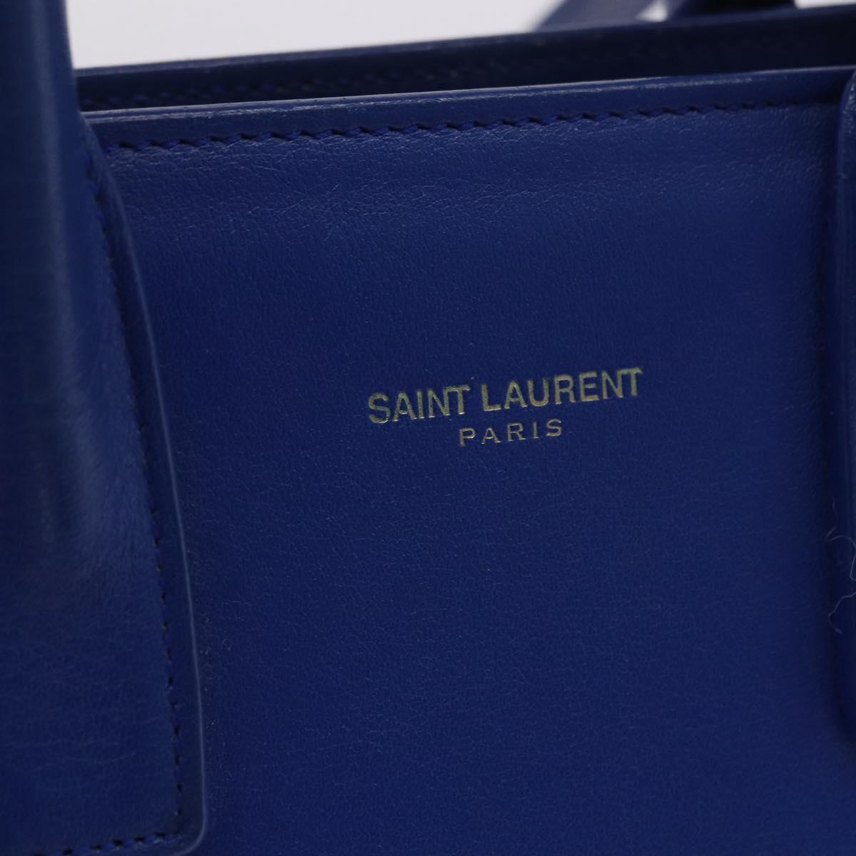 SAINT LAURENT Sac De Joule Nano Hand Bag Leather 2way Blue Gold Auth LN132V
