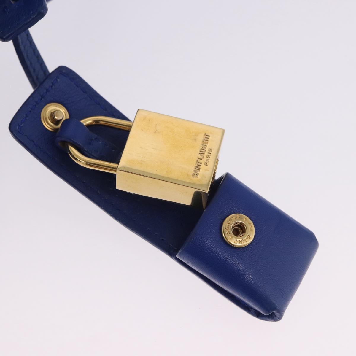 SAINT LAURENT Sac De Joule Nano Hand Bag Leather 2way Blue Gold Auth LN132V