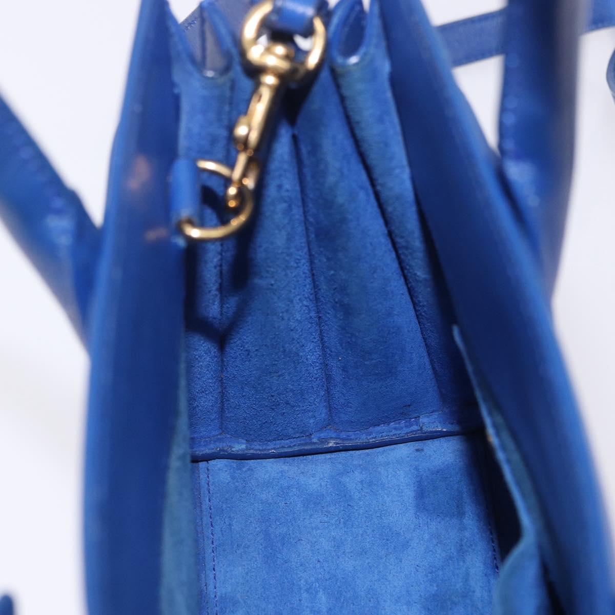 SAINT LAURENT Sac De Joule Nano Hand Bag Leather 2way Blue Gold Auth LN132V