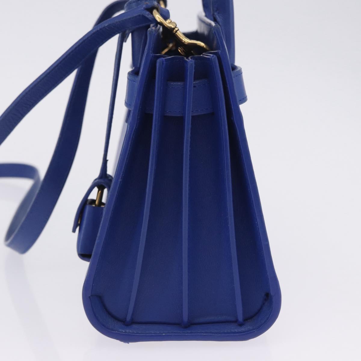 SAINT LAURENT Sac De Joule Nano Hand Bag Leather 2way Blue Gold Auth LN132V