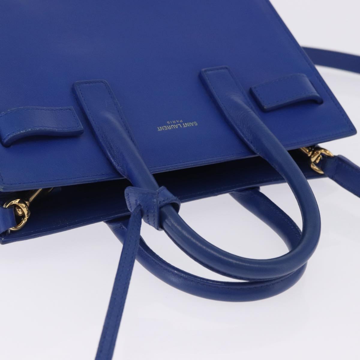 SAINT LAURENT Sac De Joule Nano Hand Bag Leather 2way Blue Gold Auth LN132V