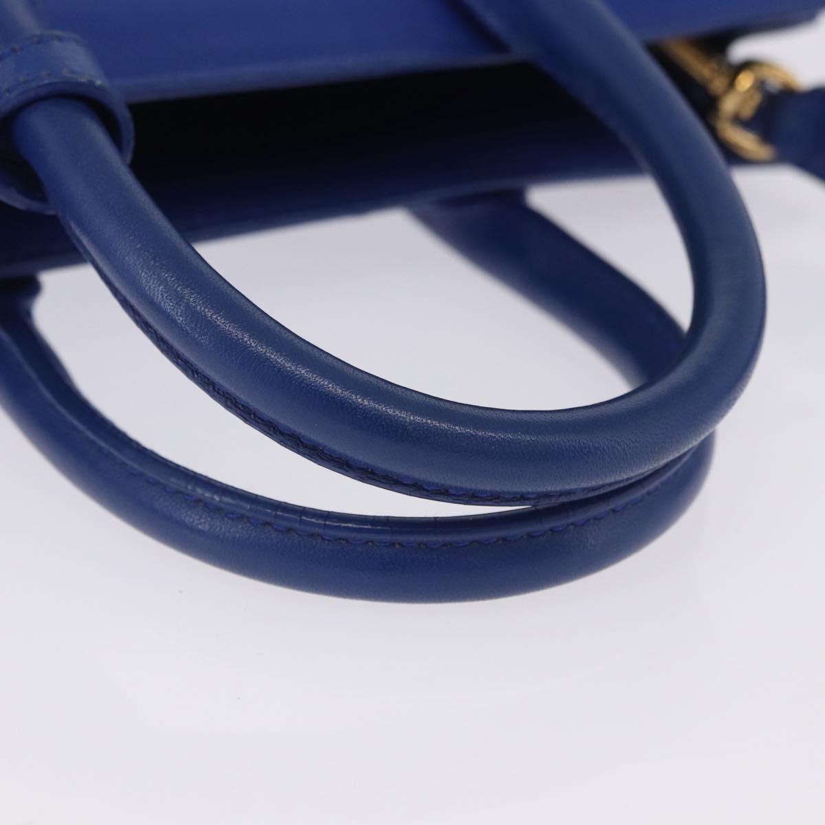 SAINT LAURENT Sac De Joule Nano Hand Bag Leather 2way Blue Gold Auth LN132V