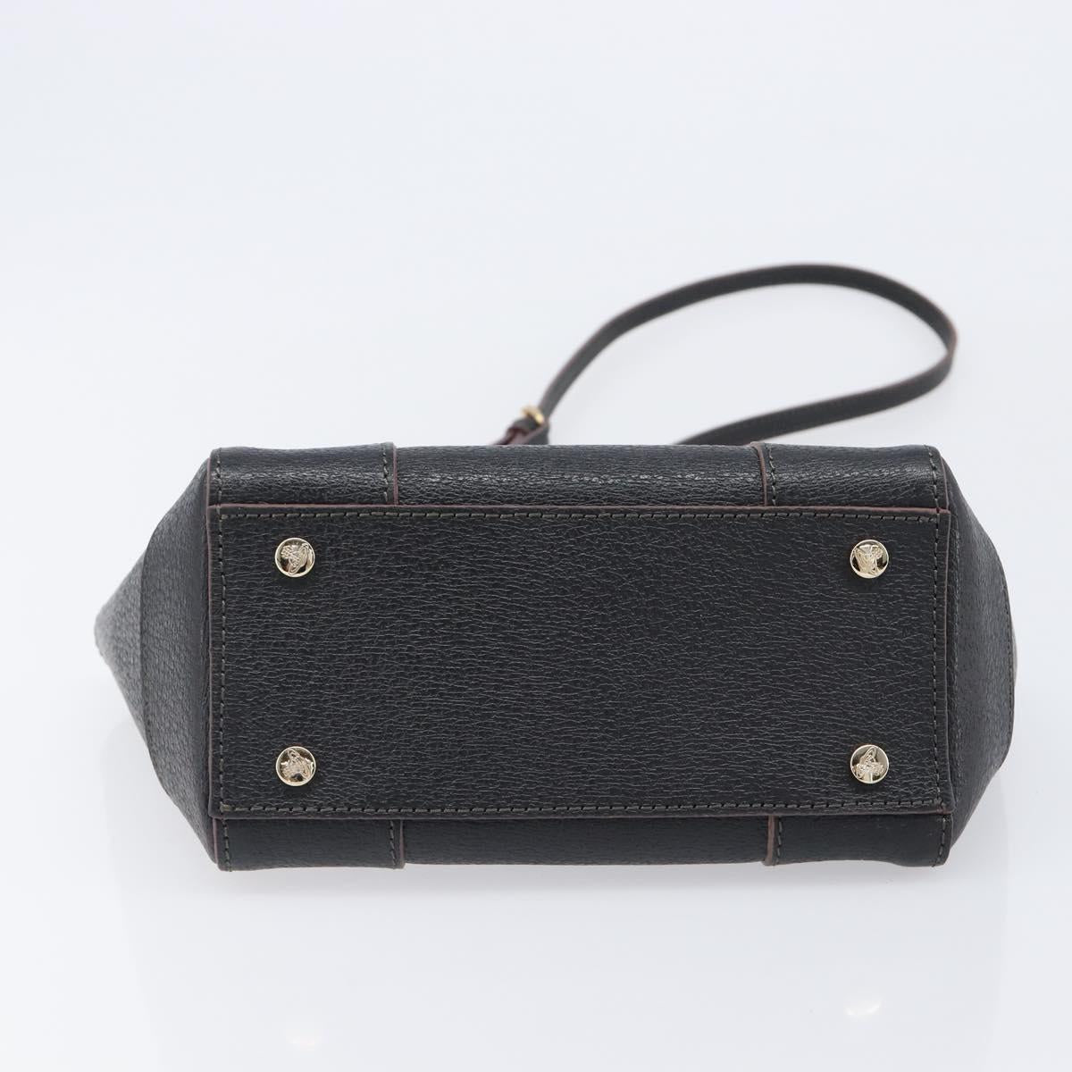 Vivienne Westwood Hand Bag Leather 2way Black Gold Auth LN142A