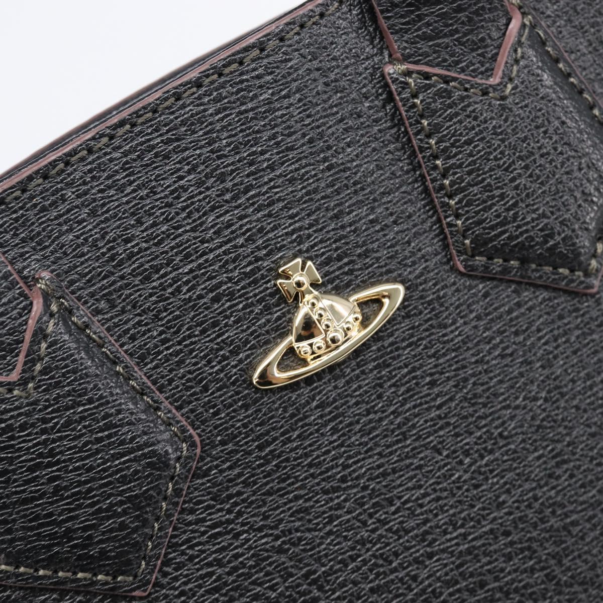 Vivienne Westwood Hand Bag Leather 2way Black Gold Auth LN142A