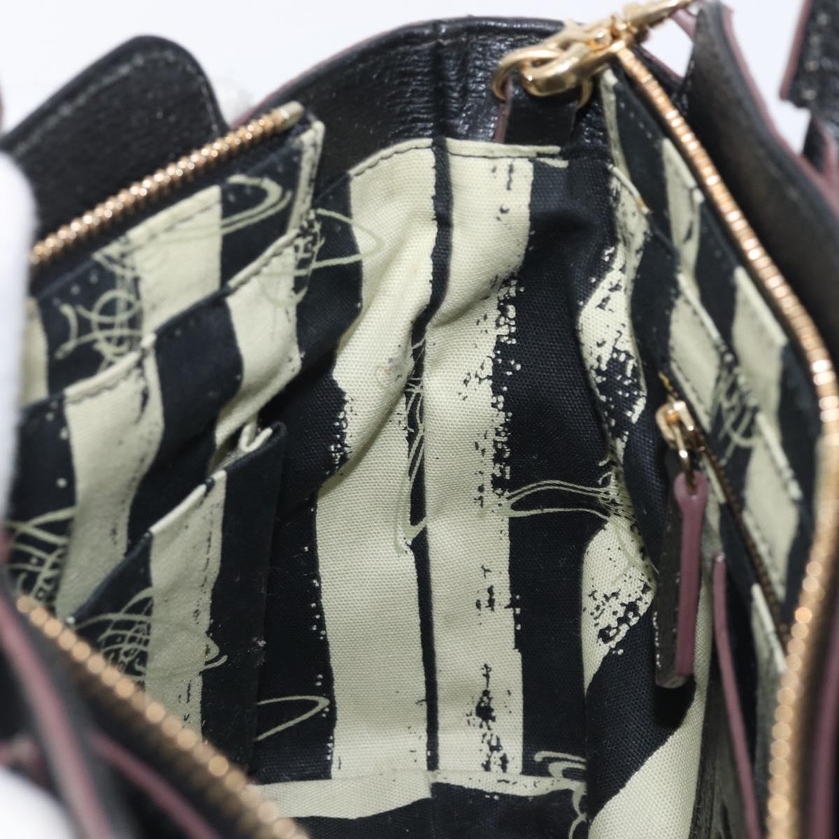 Vivienne Westwood Hand Bag Leather 2way Black Gold Auth LN142A