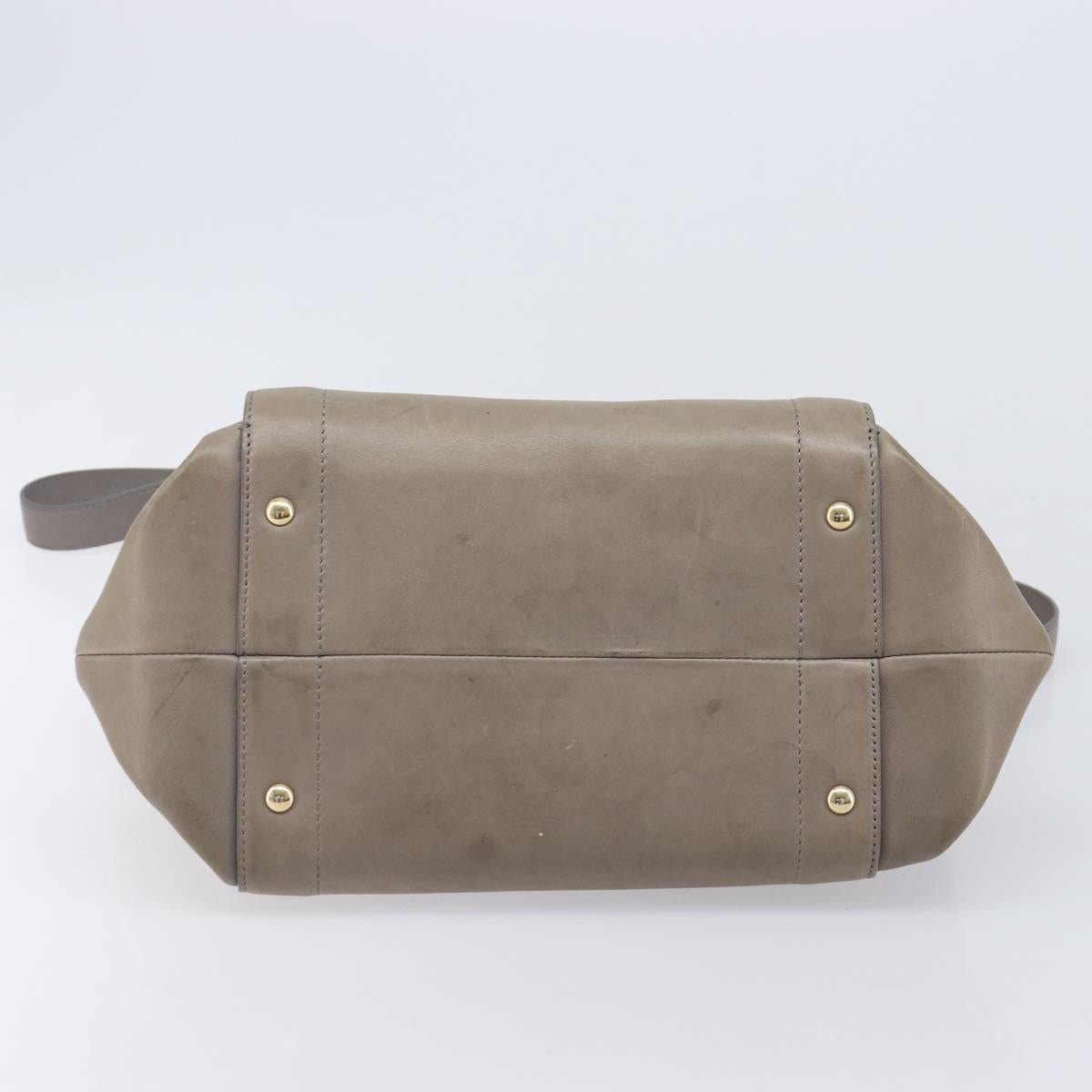 Salvatore Ferragamo Gancini Hand Bag Leather 2way Gray Gold Auth LN143