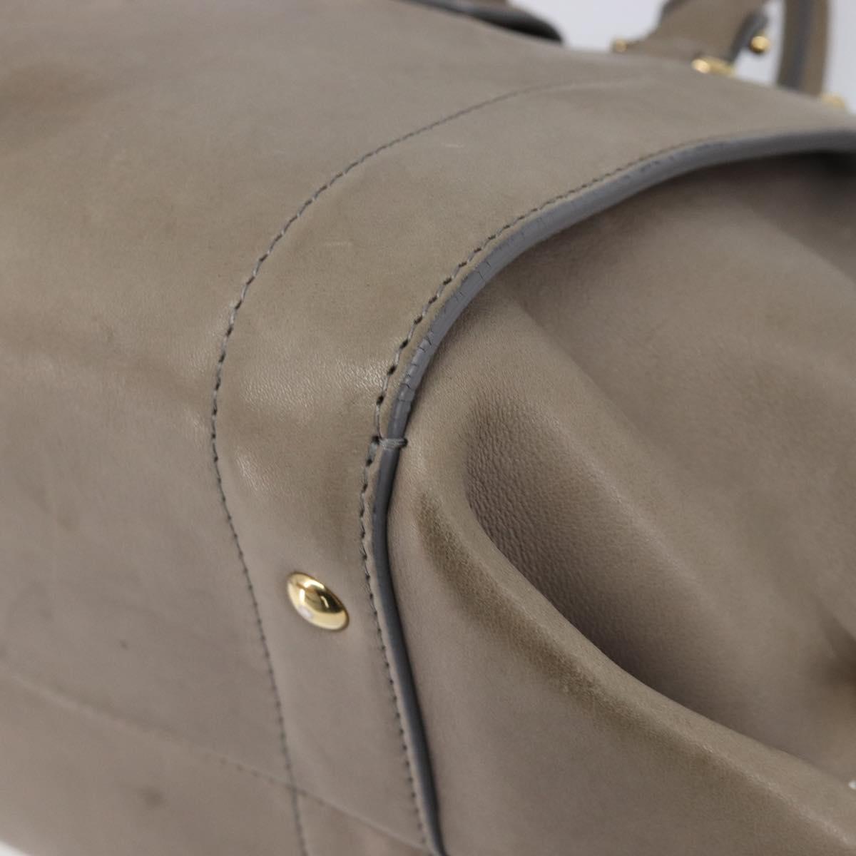 Salvatore Ferragamo Gancini Hand Bag Leather 2way Gray Gold Auth LN143