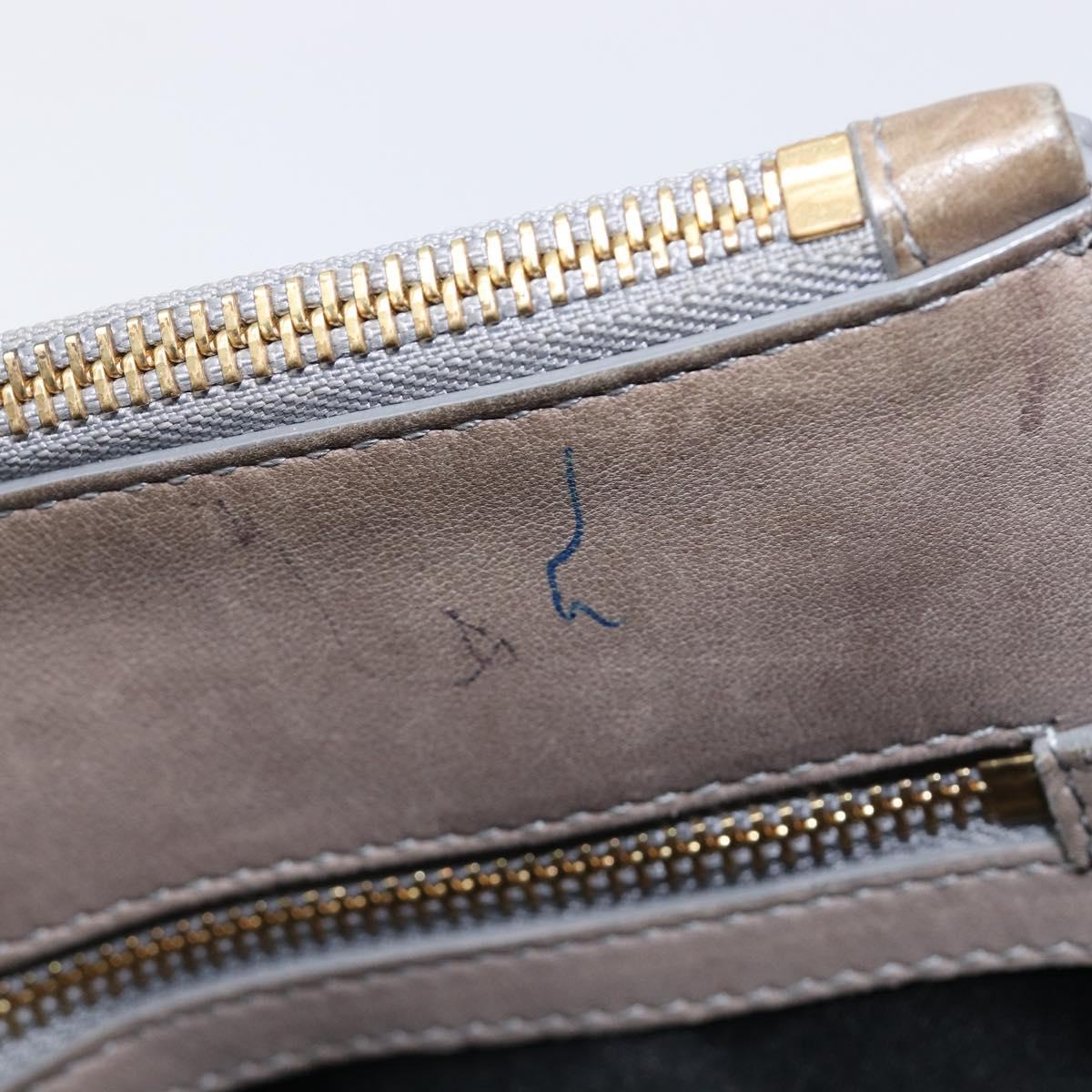 Salvatore Ferragamo Gancini Hand Bag Leather 2way Gray Gold Auth LN143