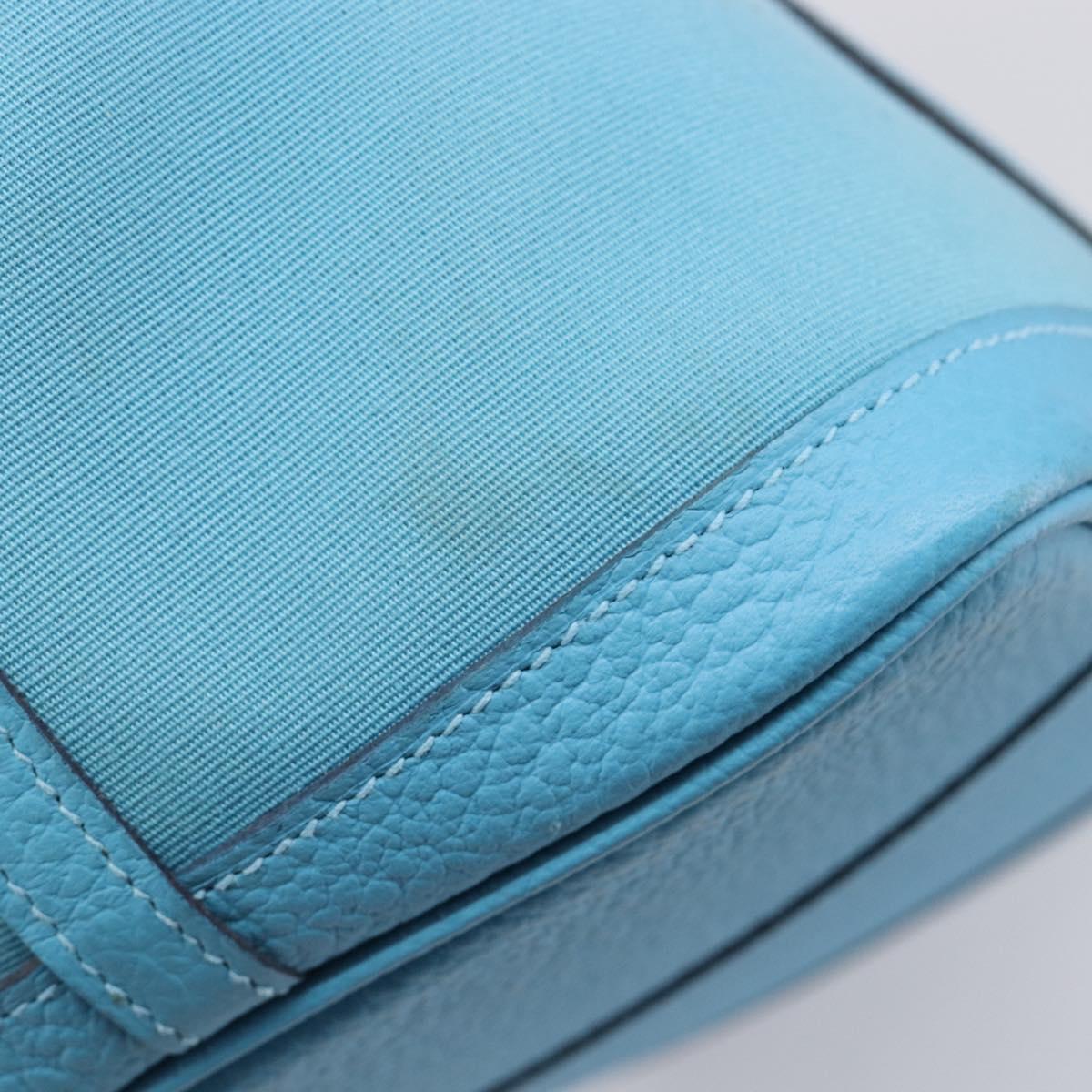 HERMES Garden Party PM Tote Bag Canvas Blue Silver Auth LN144M