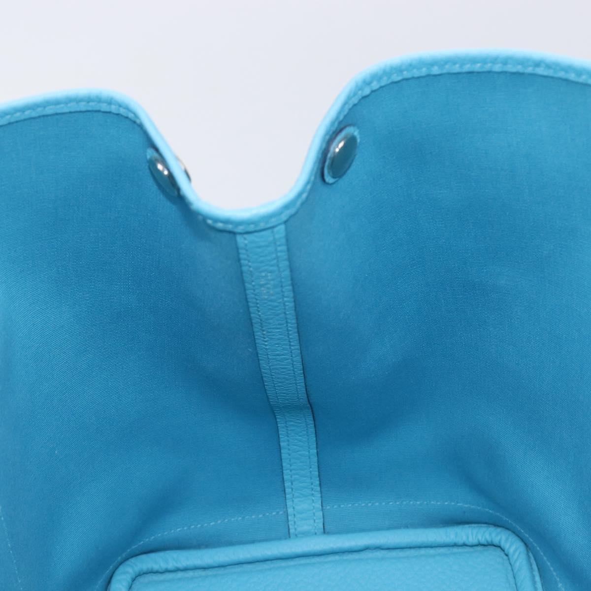 HERMES Garden Party PM Tote Bag Canvas Blue Silver Auth LN144M