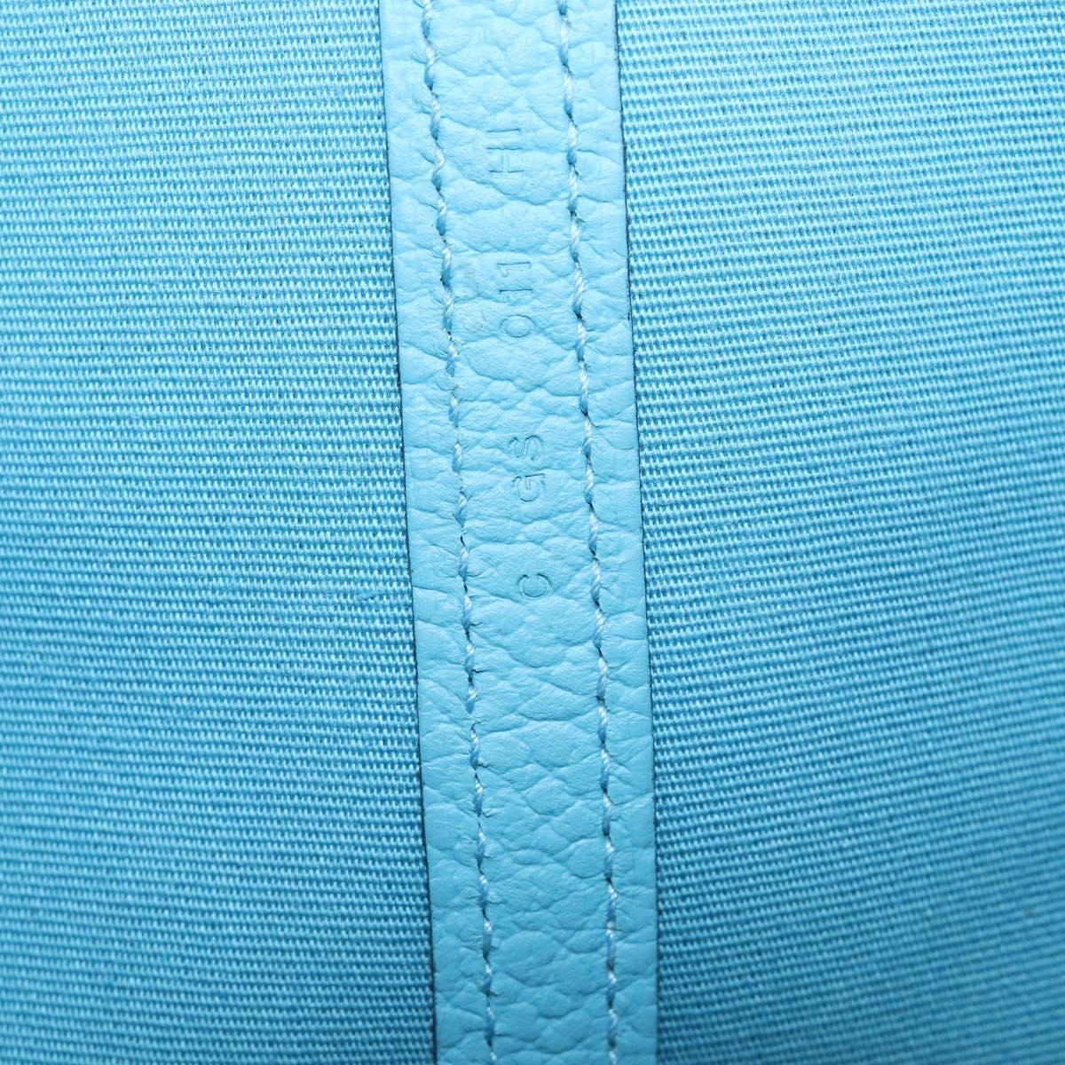 HERMES Garden Party PM Tote Bag Canvas Blue Silver Auth LN144M