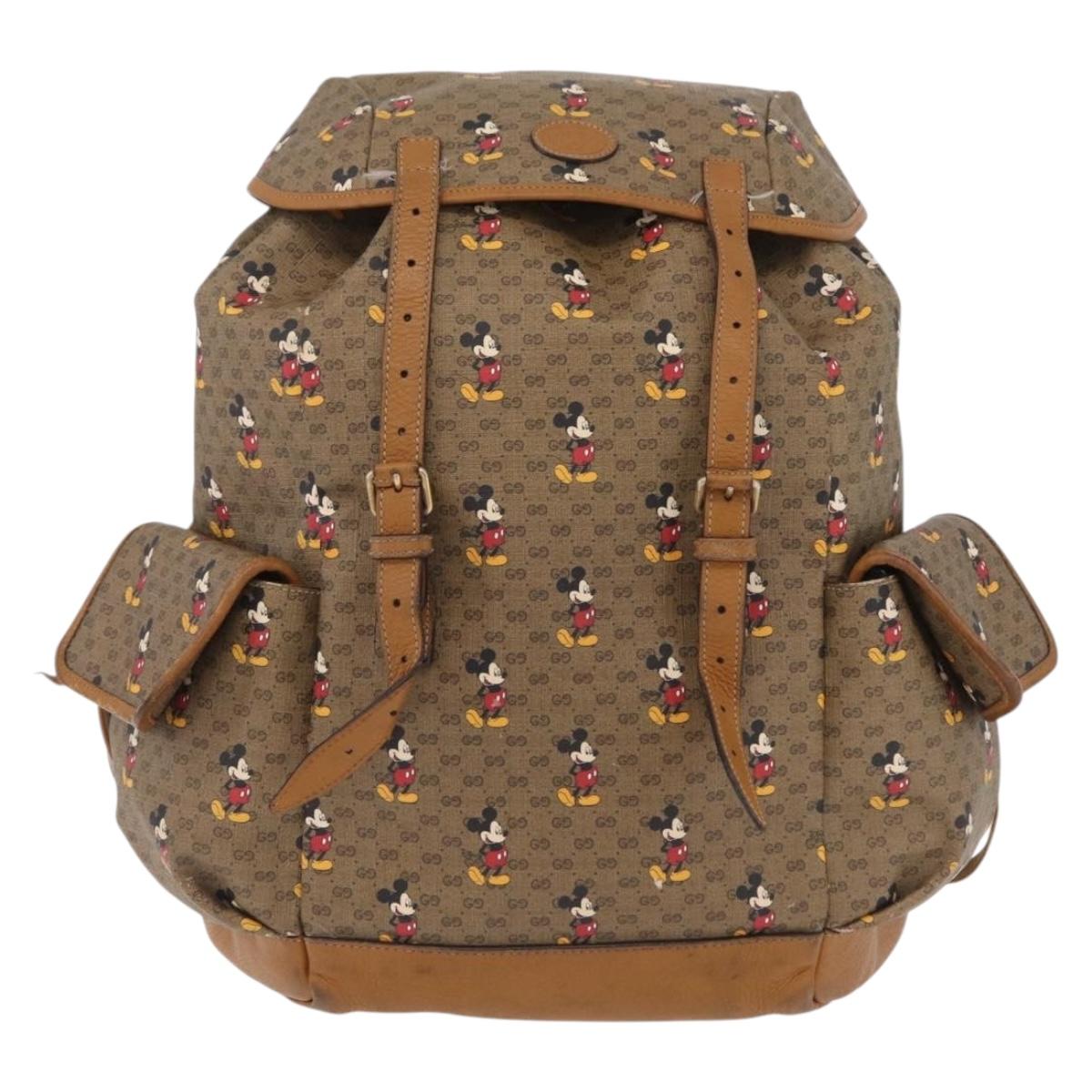 GUCCI Micro GG Supreme GUCCIxDisney Bag PVC Beige Gold 603898 Auth LN145