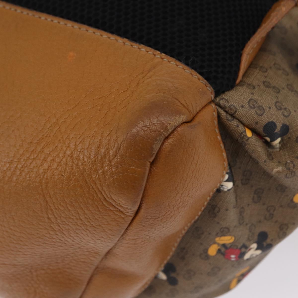 GUCCI Micro GG Supreme GUCCIxDisney Bag PVC Beige Gold 603898 Auth LN145