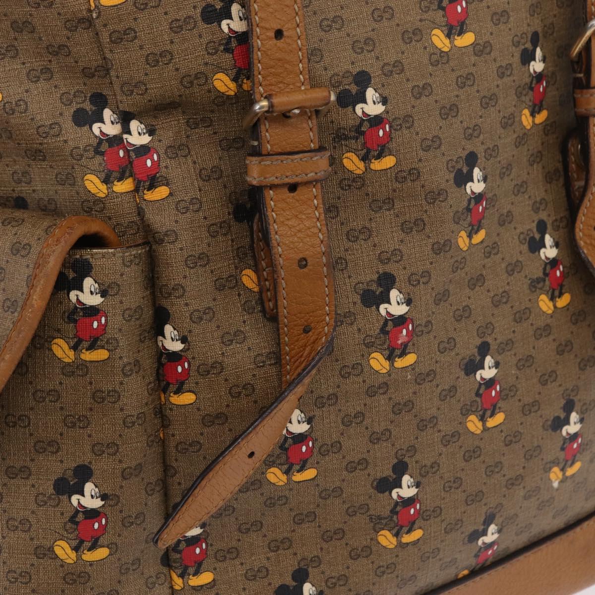 GUCCI Micro GG Supreme GUCCIxDisney Bag PVC Beige Gold 603898 Auth LN145