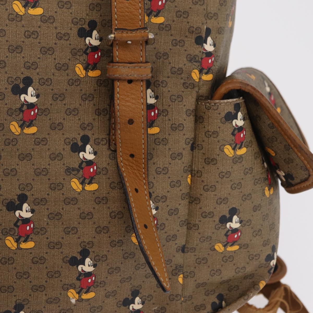 GUCCI Micro GG Supreme GUCCIxDisney Bag PVC Beige Gold 603898 Auth LN145