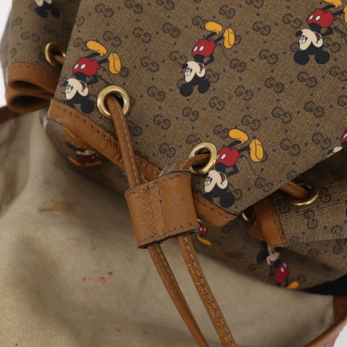 GUCCI Micro GG Supreme GUCCIxDisney Bag PVC Beige Gold 603898 Auth LN145