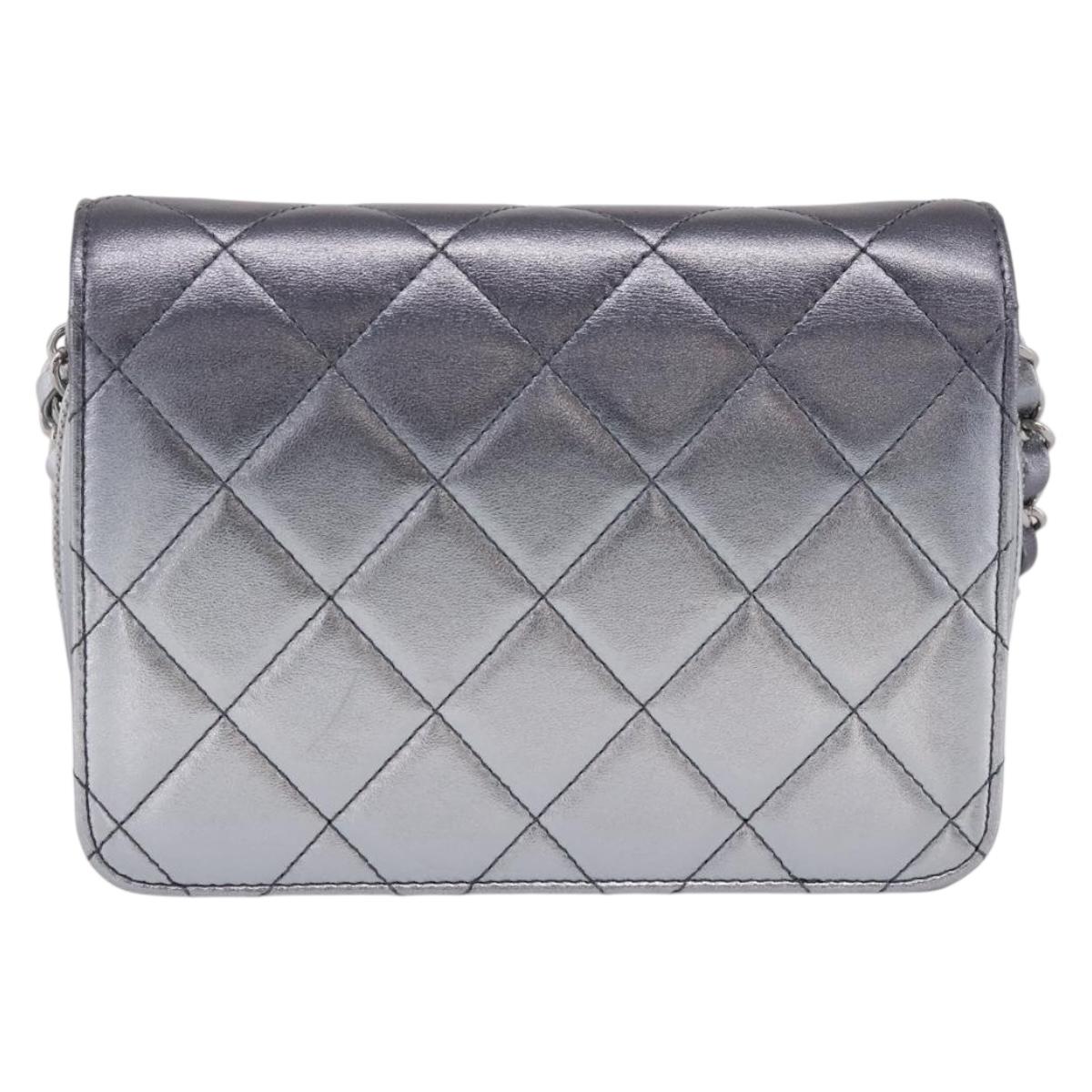 CHANEL Matelasse Like A Wallet Chain Bag Lamb Skin Green Gold CC Auth LN146SAM