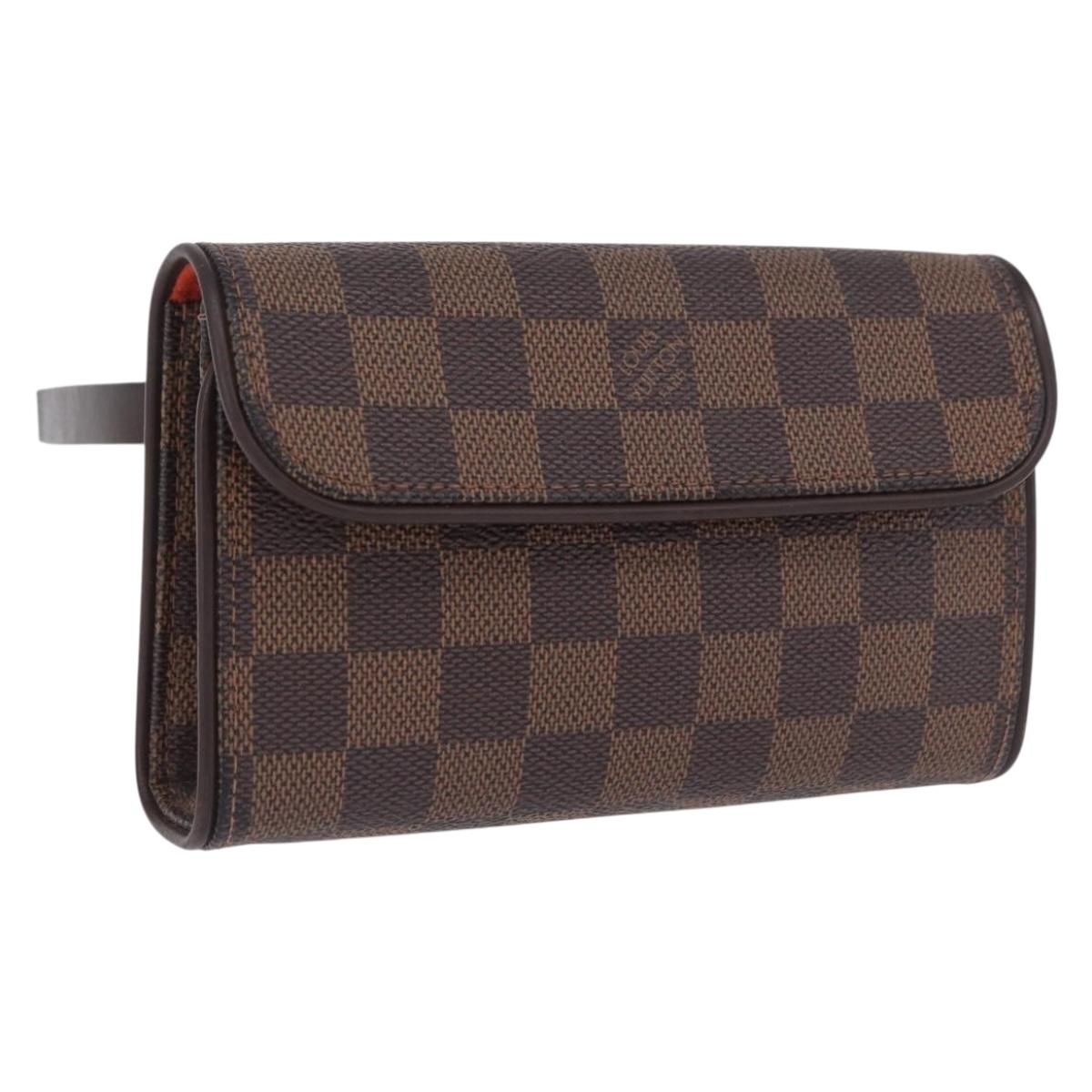 LOUIS VUITTON Damier Ebene Pochette Florentine Waist Bag N51856 LV Auth LN147V