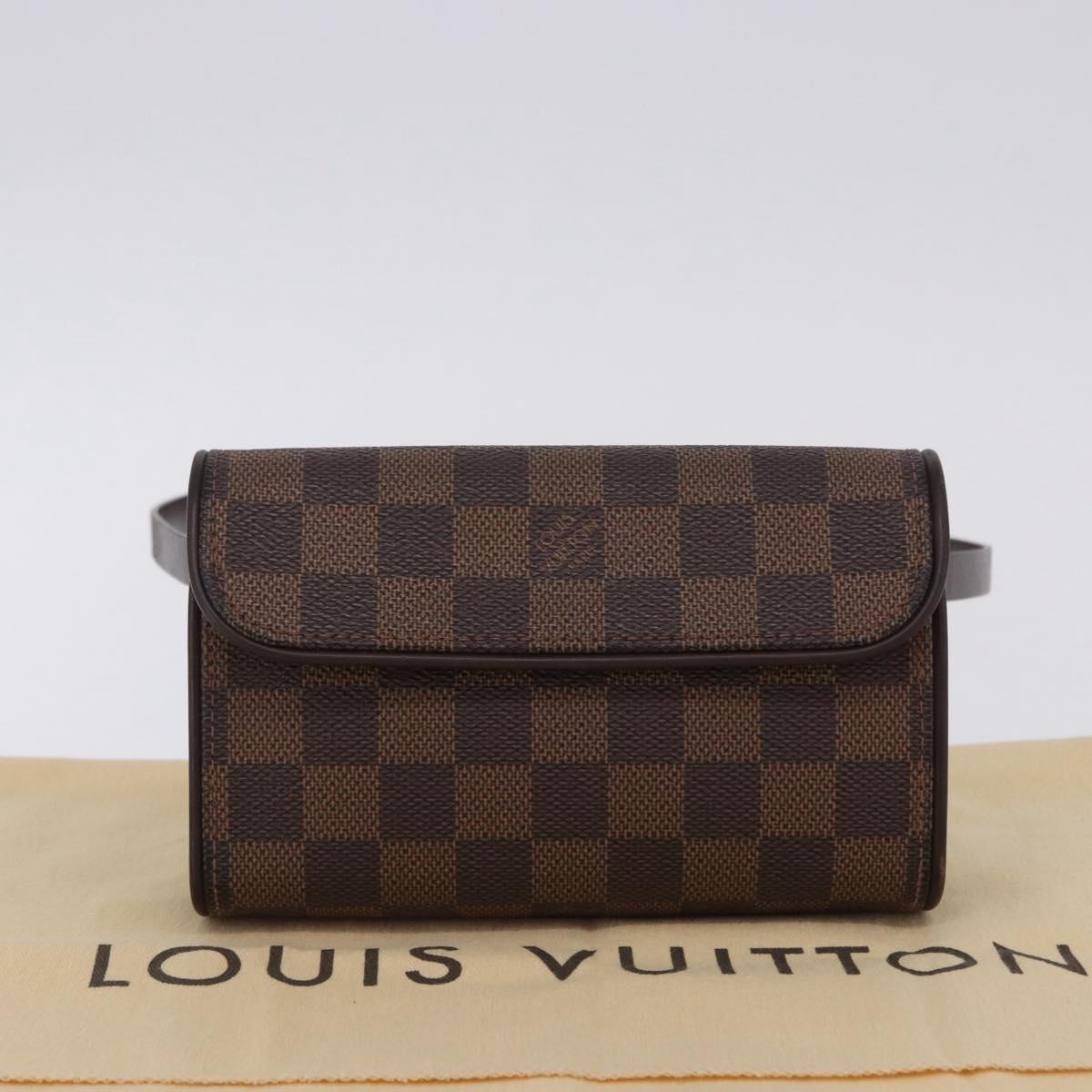 LOUIS VUITTON Damier Ebene Pochette Florentine Waist Bag N51856 LV Auth LN147V