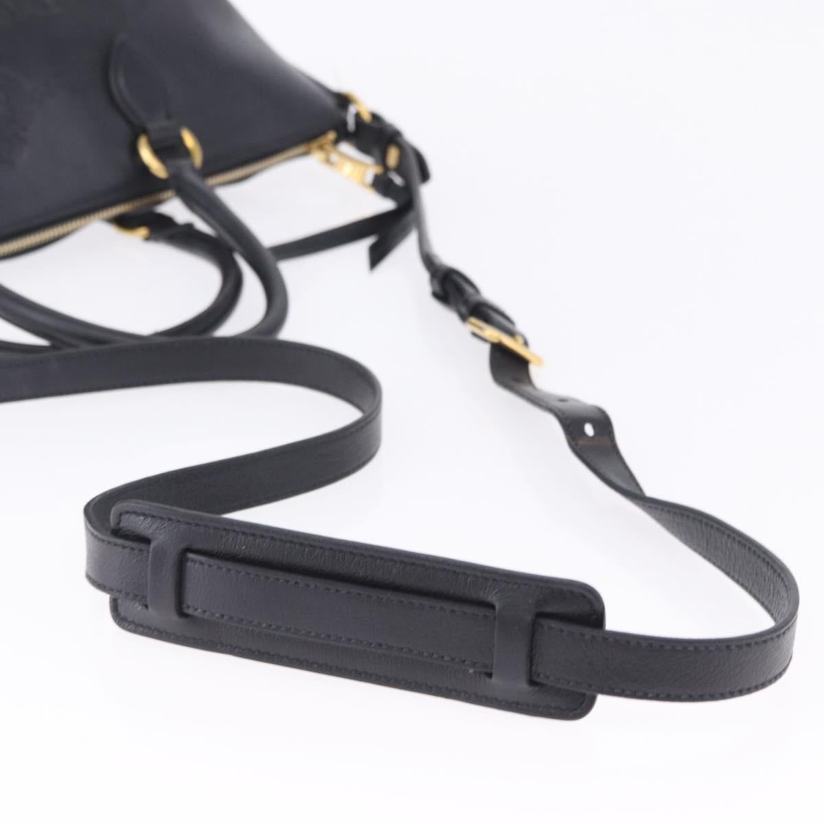 PRADA Hand Bag Leather 2way Black Gold Auth LN148V