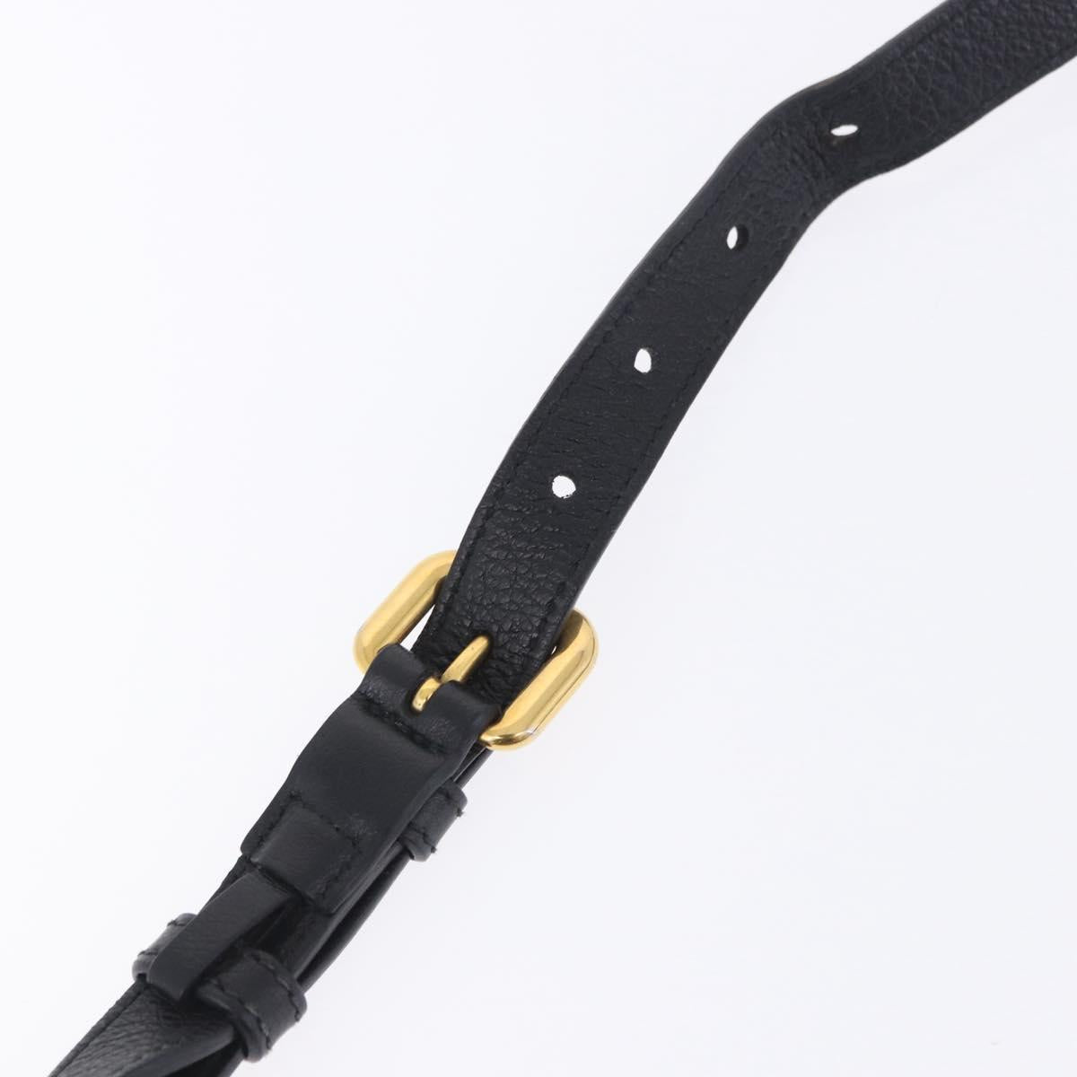 PRADA Hand Bag Leather 2way Black Gold Auth LN148V