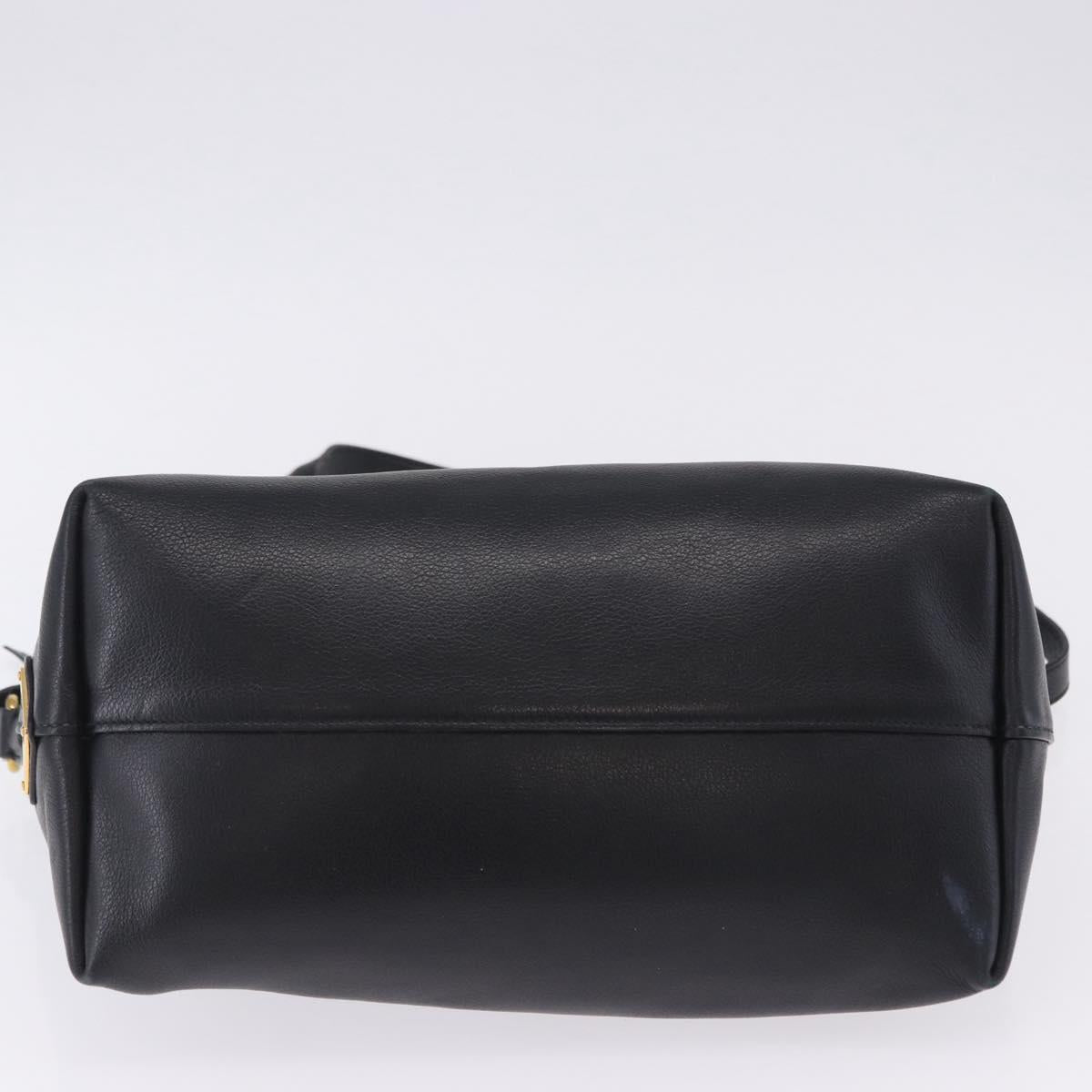 PRADA Hand Bag Leather 2way Black Gold Auth LN148V