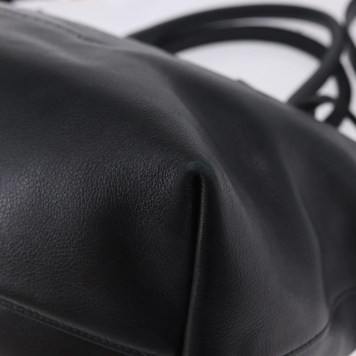 PRADA Hand Bag Leather 2way Black Gold Auth LN148V