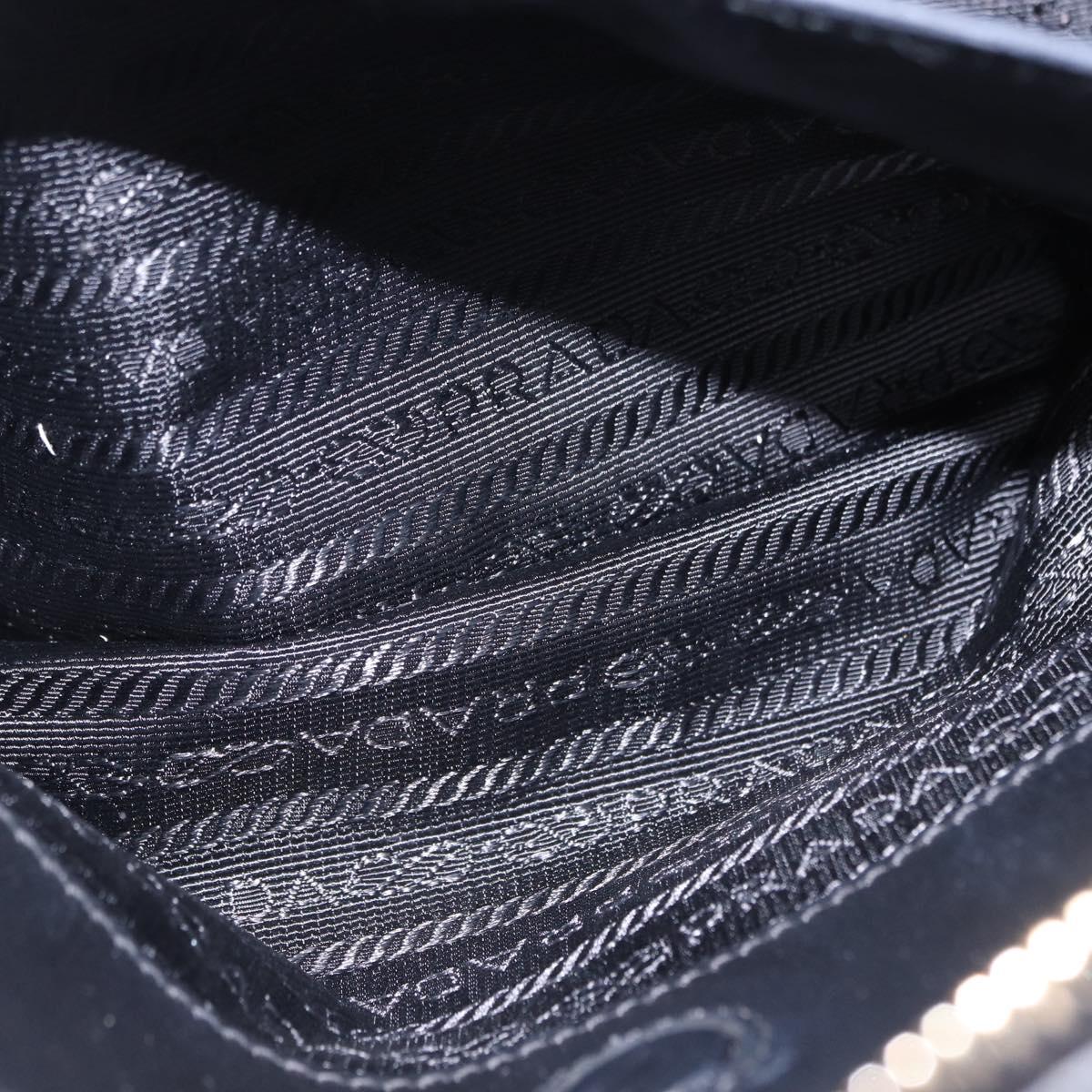 PRADA Hand Bag Leather 2way Black Gold Auth LN148V