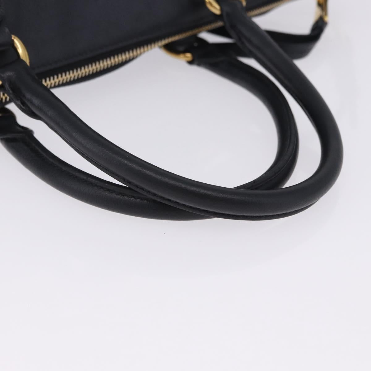 PRADA Hand Bag Leather 2way Black Gold Auth LN148V