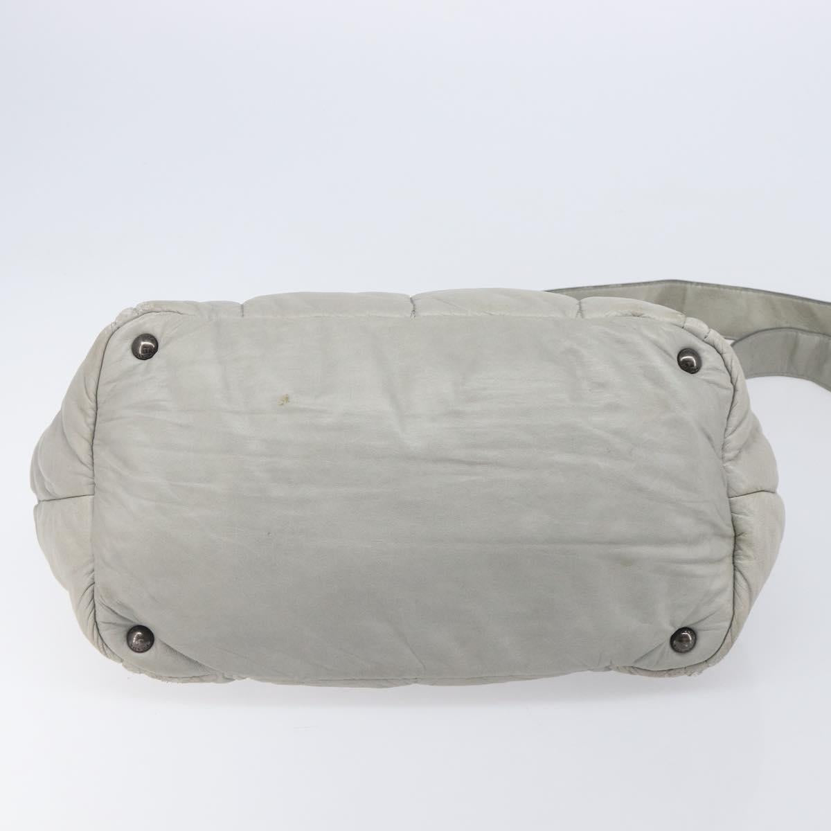 PRADA Nappa Bomber Hand Bag Leather 2way Gray Auth LN154