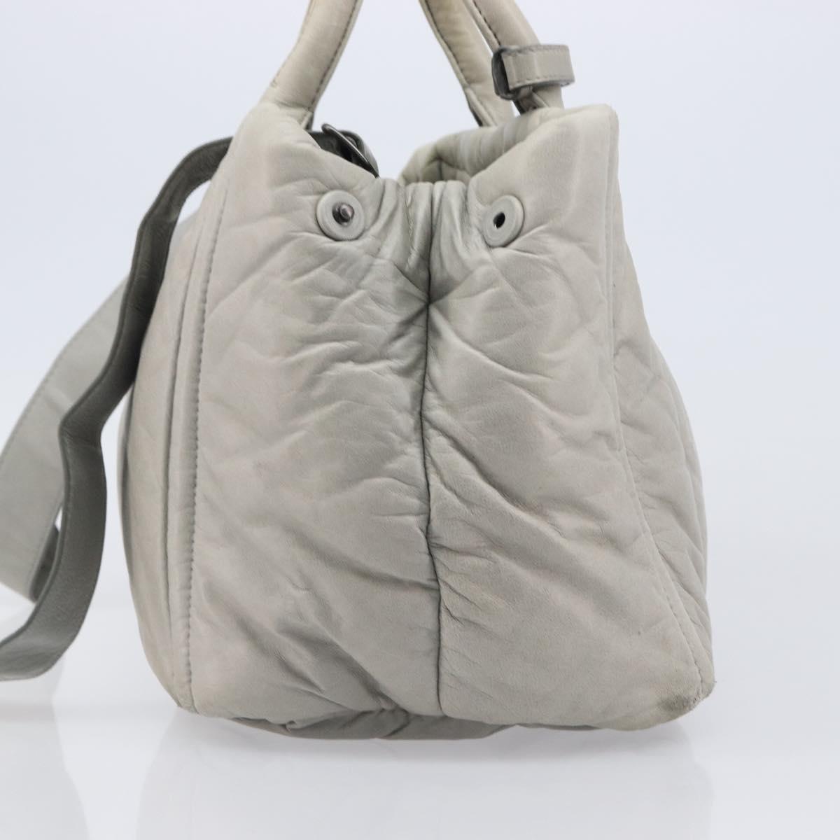 PRADA Nappa Bomber Hand Bag Leather 2way Gray Auth LN154