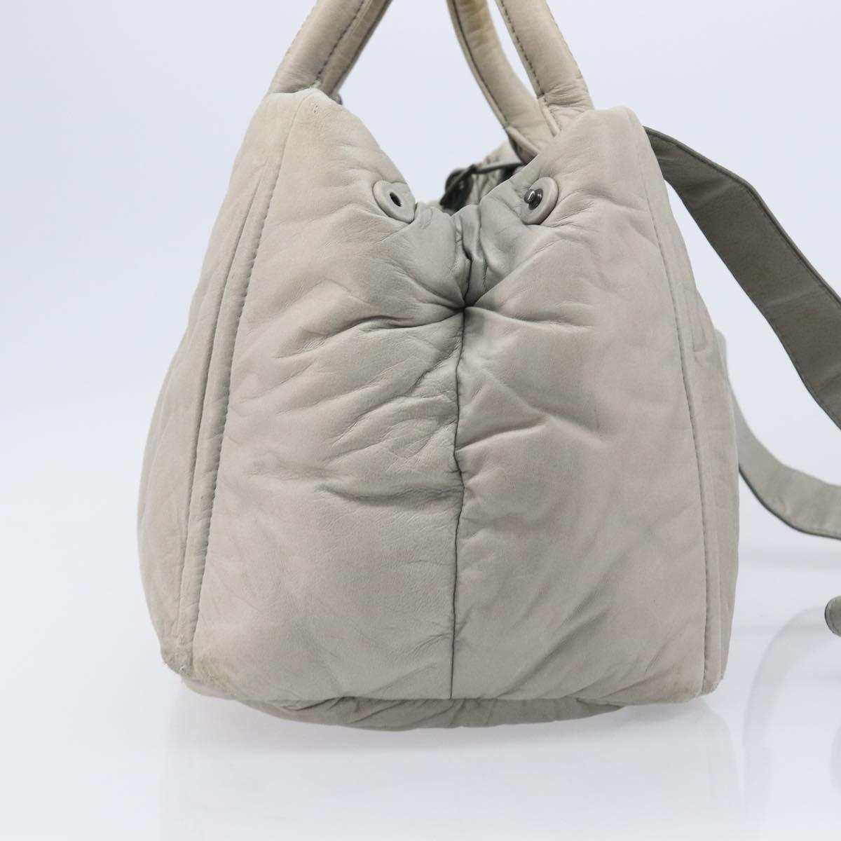 PRADA Nappa Bomber Hand Bag Leather 2way Gray Auth LN154
