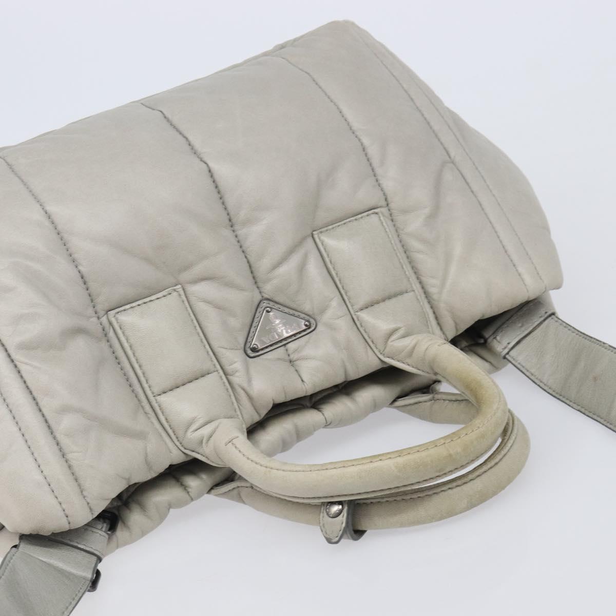 PRADA Nappa Bomber Hand Bag Leather 2way Gray Auth LN154