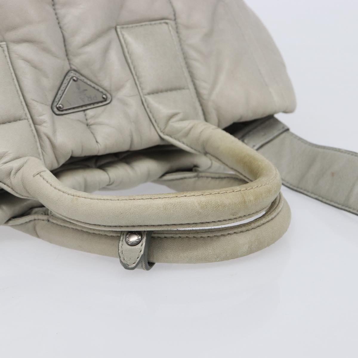 PRADA Nappa Bomber Hand Bag Leather 2way Gray Auth LN154