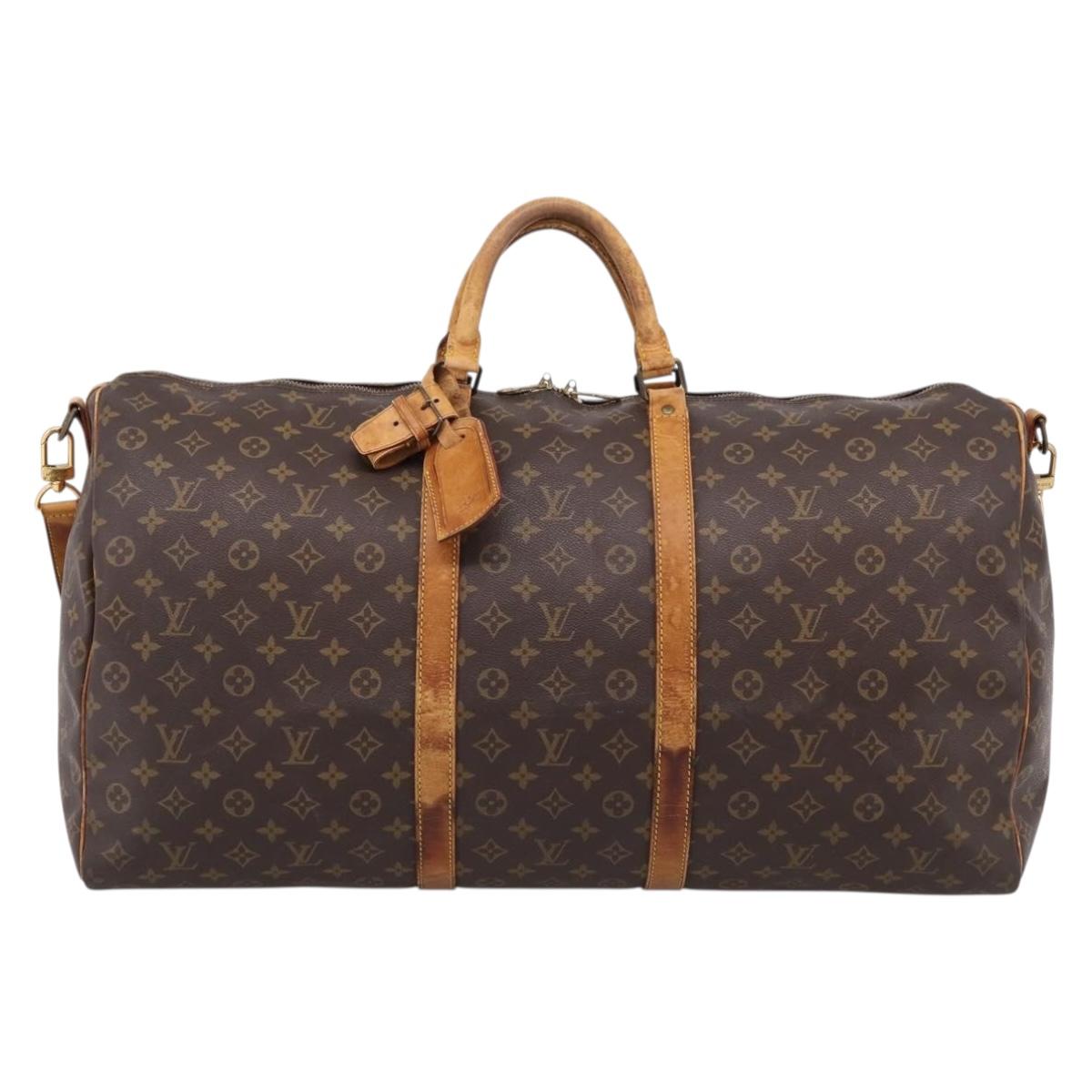 LOUIS VUITTON Monogram Keepall Bandouliere 60 Boston Bag M41412 LV Auth LN156