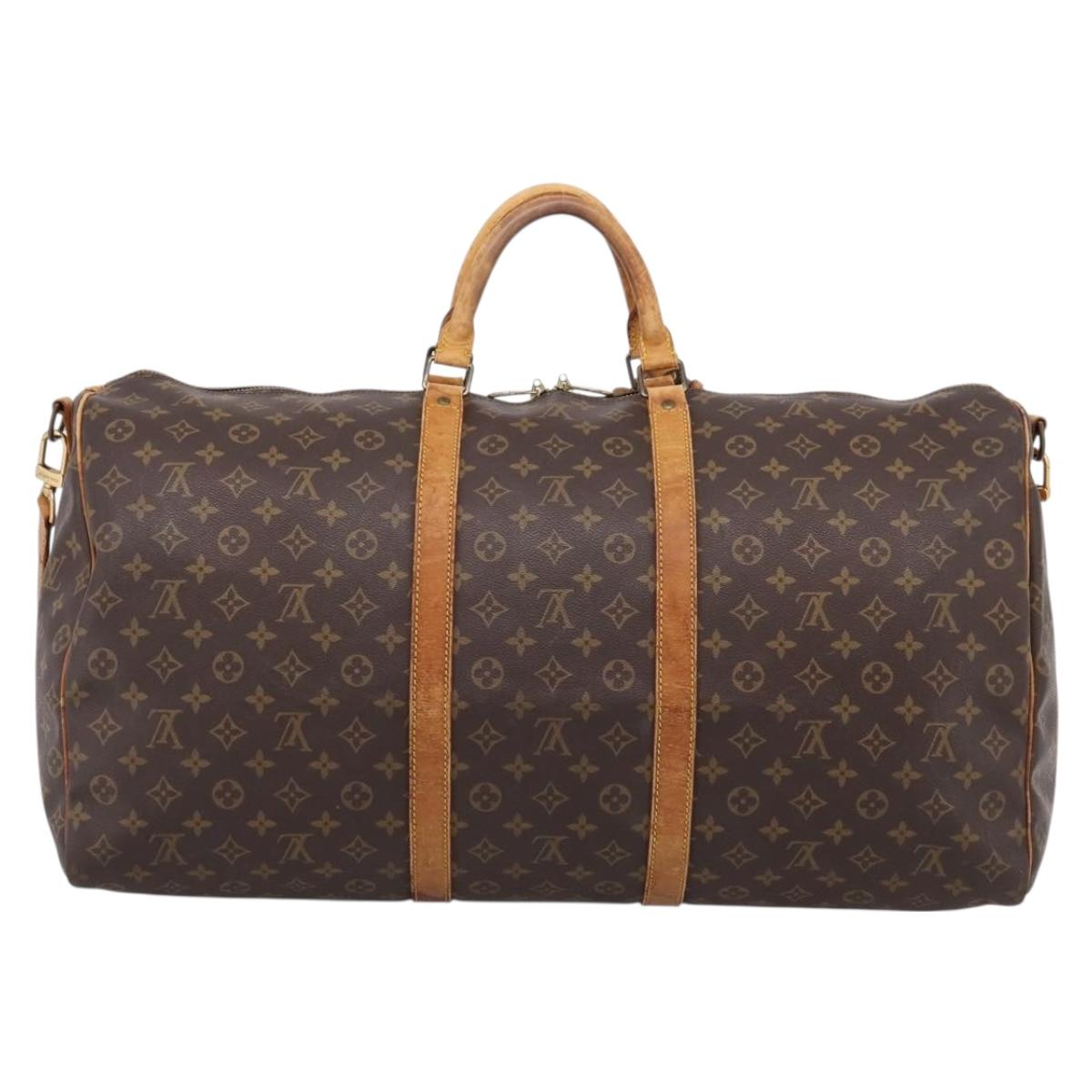 LOUIS VUITTON Monogram Keepall Bandouliere 60 Boston Bag M41412 LV Auth LN156