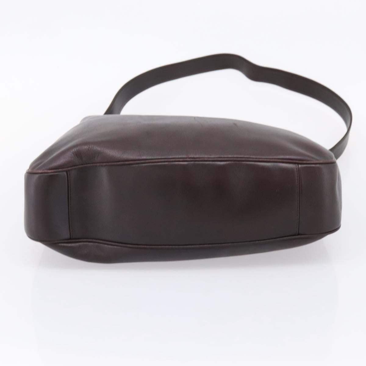 GUCCI Bamboo Shoulder Bag Leather 2way Dark Brown Gold 001 0166 1577 Auth LN160