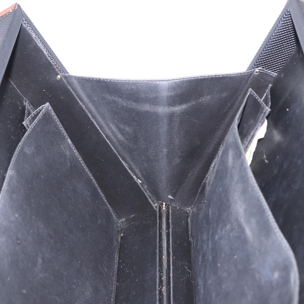 Vivienne Westwood Briefcase PVC Black Gold Auth LN161