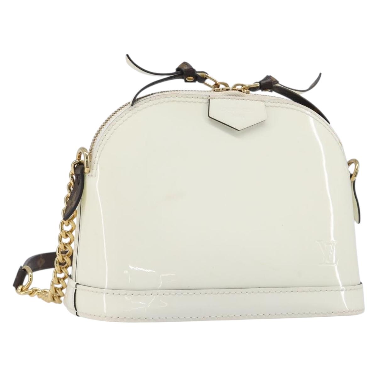 LOUIS VUITTON Monogram Vernis Miroir Alma Mini Bag Snow M52749 LV Auth LN166V