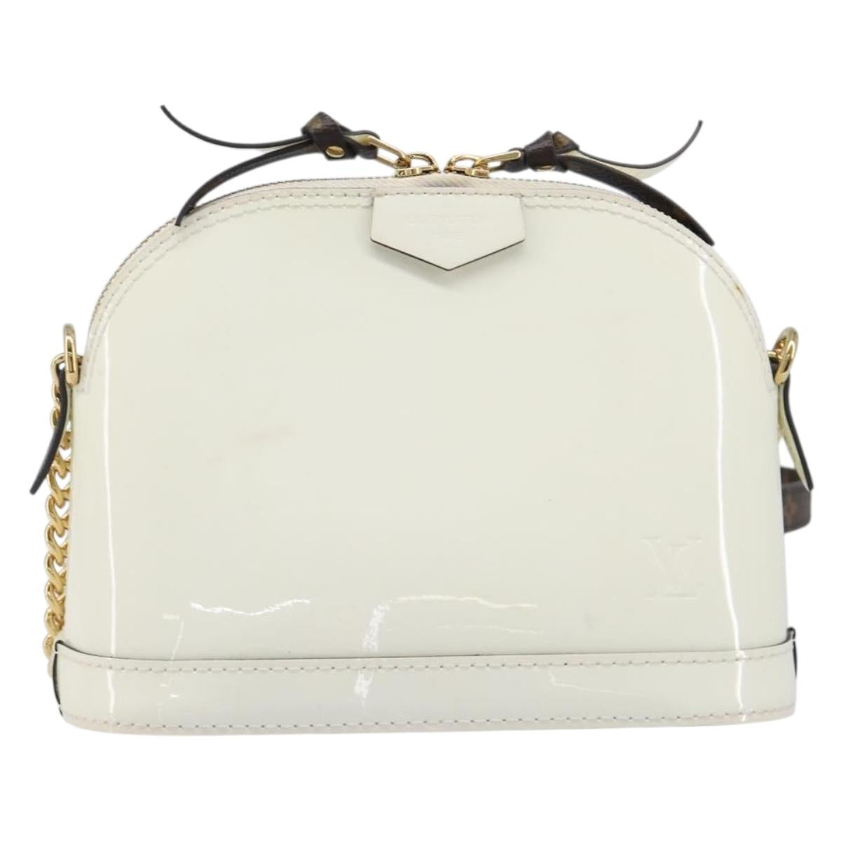 LOUIS VUITTON Monogram Vernis Miroir Alma Mini Bag Snow M52749 LV Auth LN166V