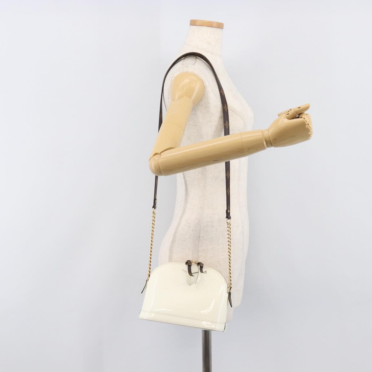 LOUIS VUITTON Monogram Vernis Miroir Alma Mini Bag Snow M52749 LV Auth LN166V