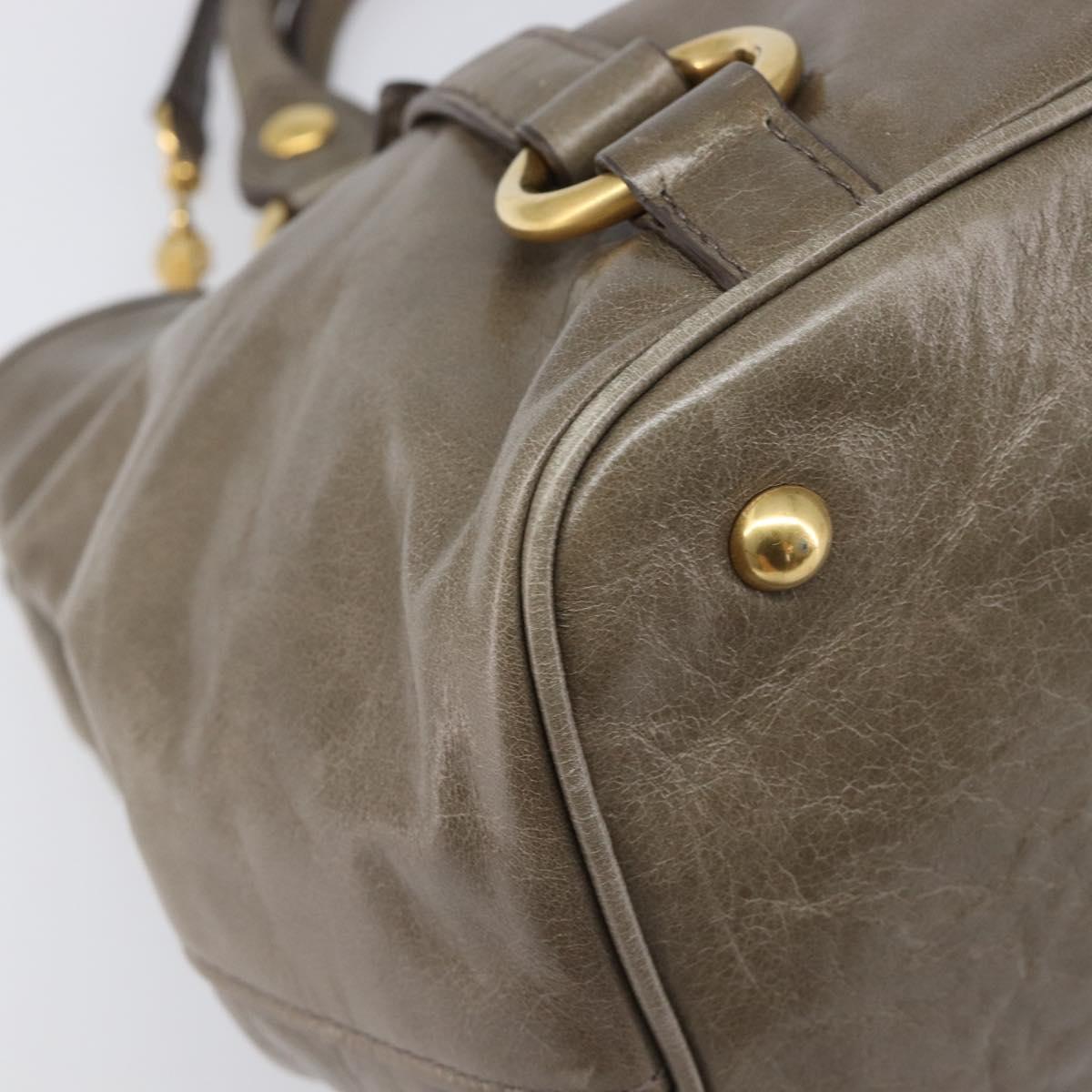 Miu Miu Hand Bag Vitellolux 2way Brown Gold Auth LN167V