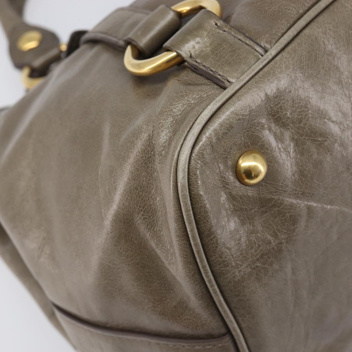 Miu Miu Hand Bag Vitellolux 2way Brown Gold Auth LN167V