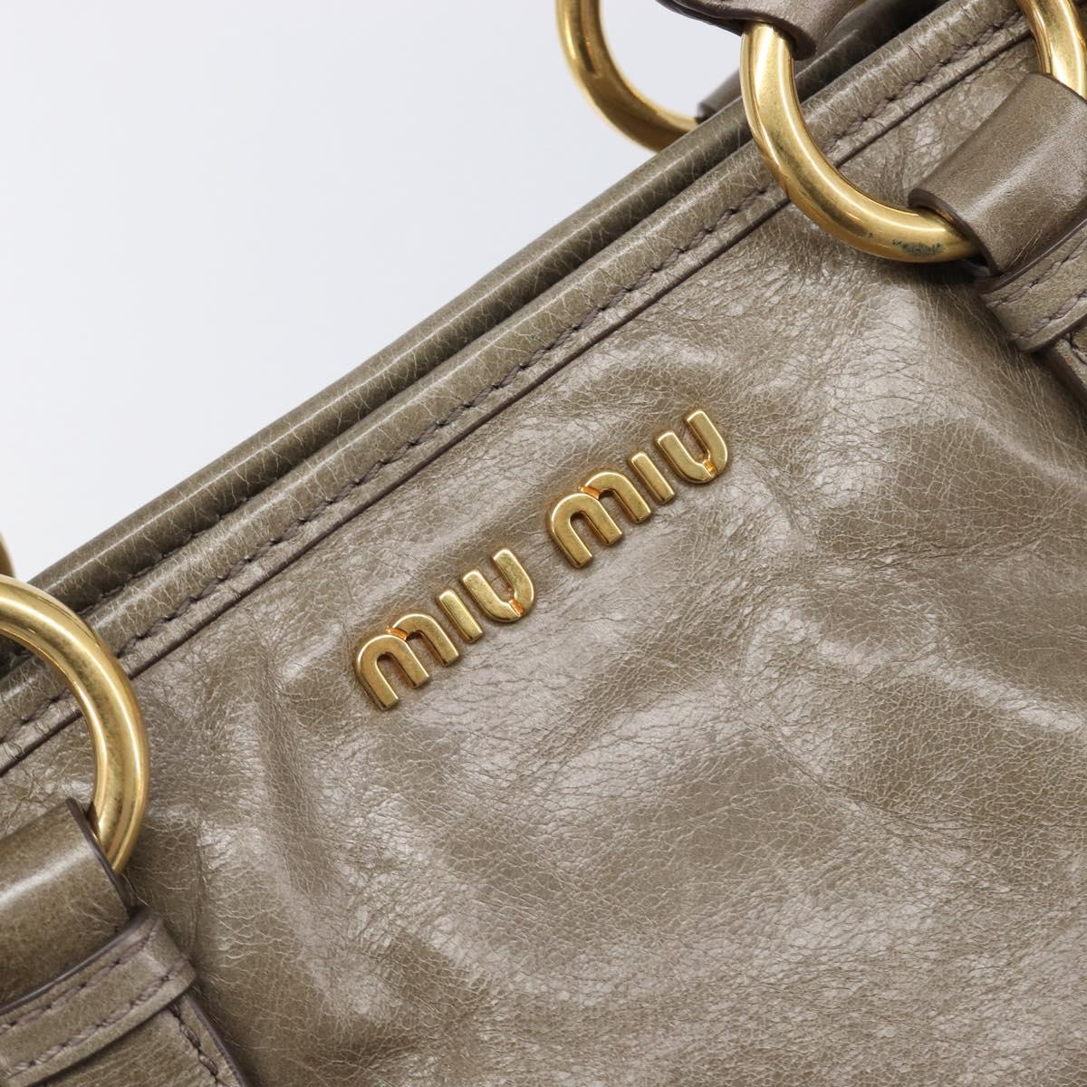Miu Miu Hand Bag Vitellolux 2way Brown Gold Auth LN167V