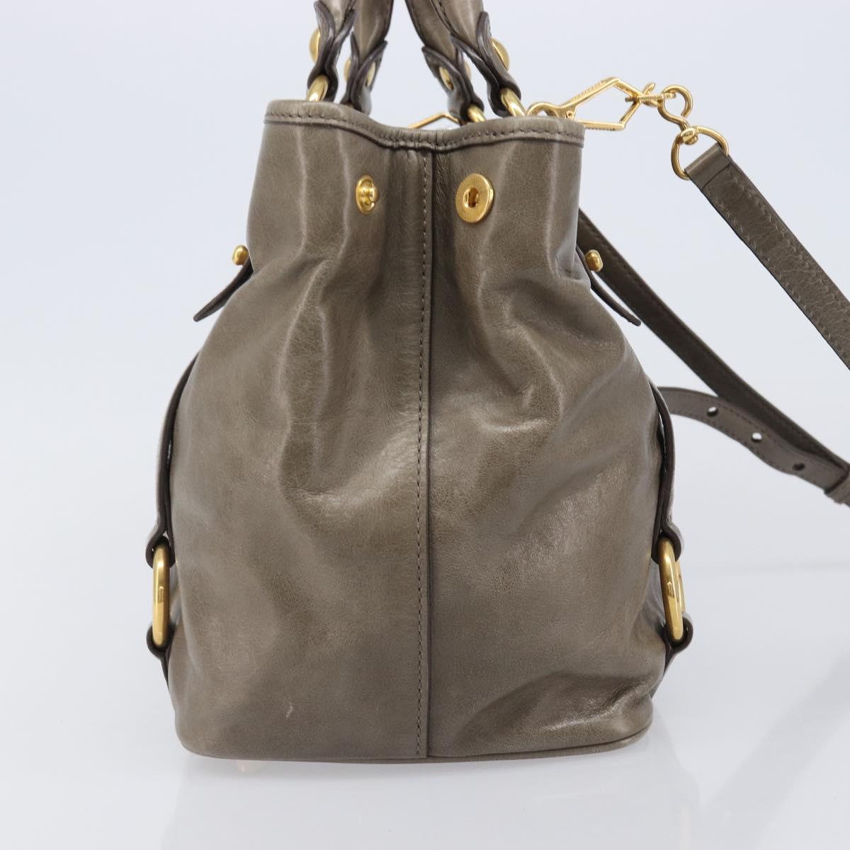 Miu Miu Hand Bag Vitellolux 2way Brown Gold Auth LN167V