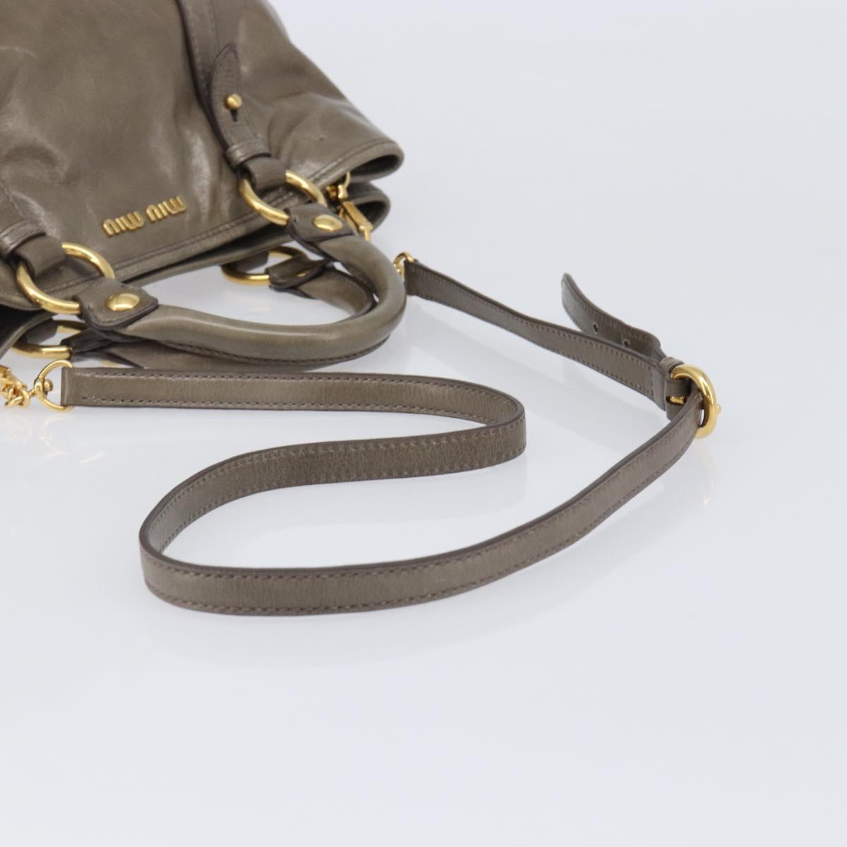 Miu Miu Hand Bag Vitellolux 2way Brown Gold Auth LN167V