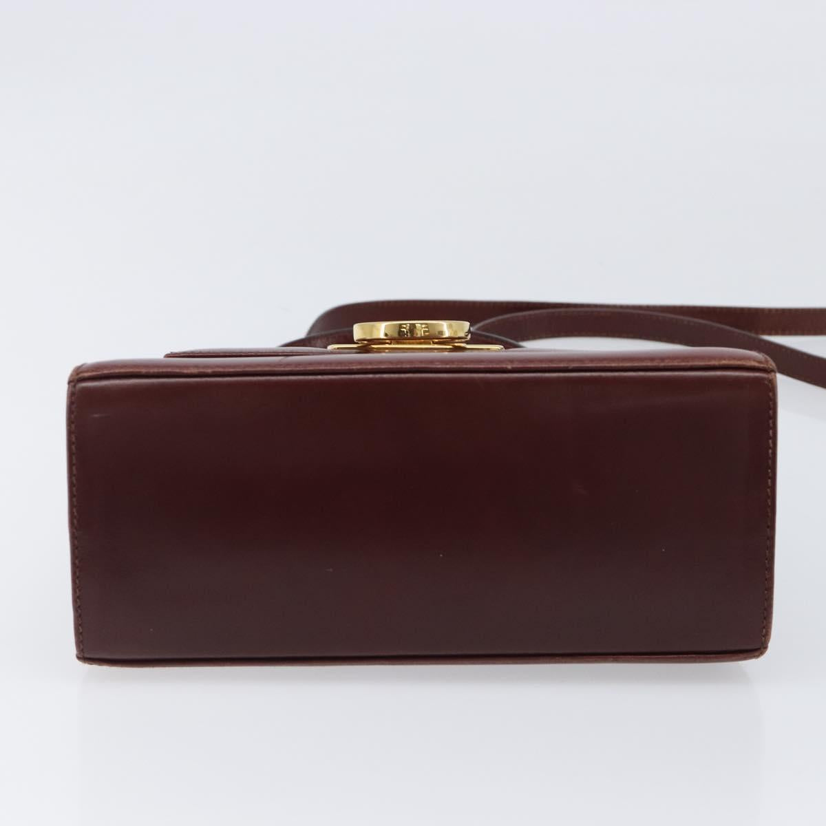 Salvatore Ferragamo Gancini Hand Bag Leather 2way Brown Gold Auth LN168