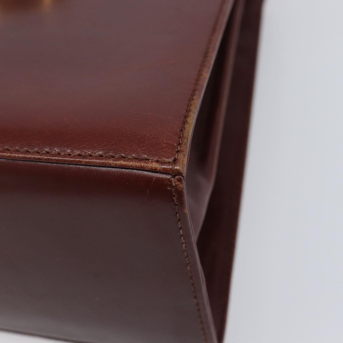 Salvatore Ferragamo Gancini Hand Bag Leather 2way Brown Gold Auth LN168
