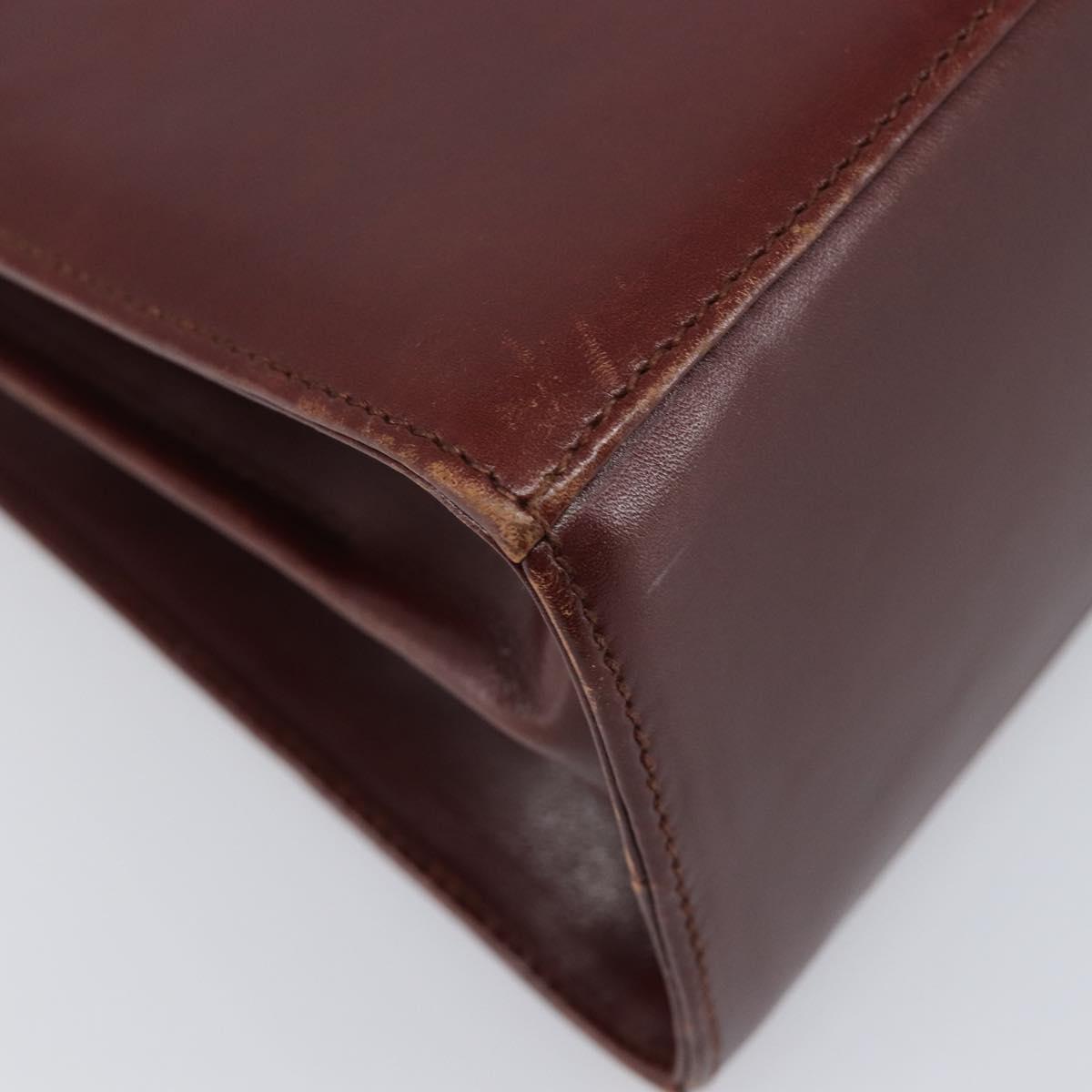 Salvatore Ferragamo Gancini Hand Bag Leather 2way Brown Gold Auth LN168